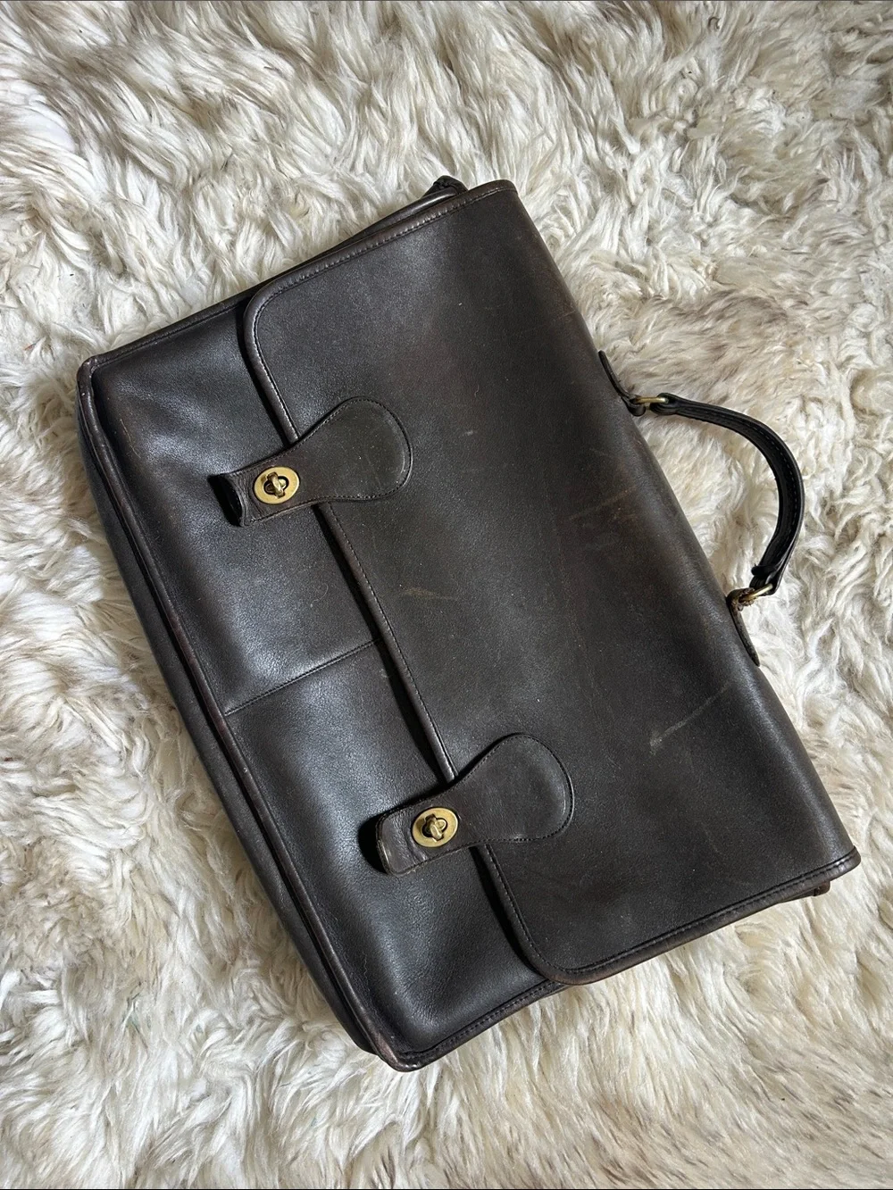 Vintage Coach Men's Dark Brown Leather Briefcase